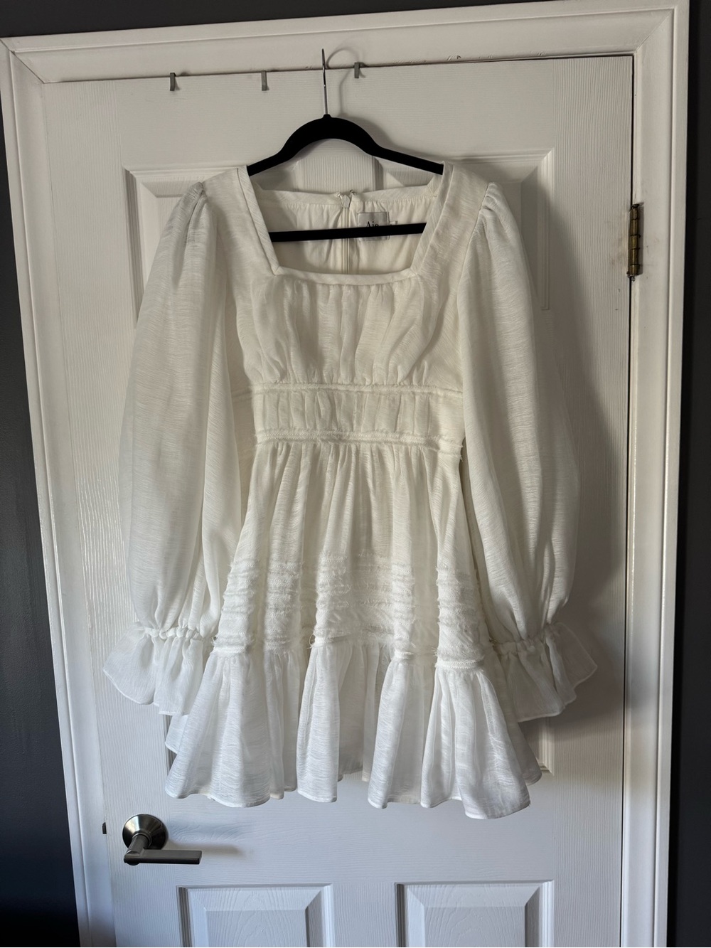Aje White Long-Sleeve Mini Dress